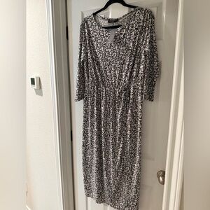 Lane Bryant Black and White Floral Long Sleeve Dress